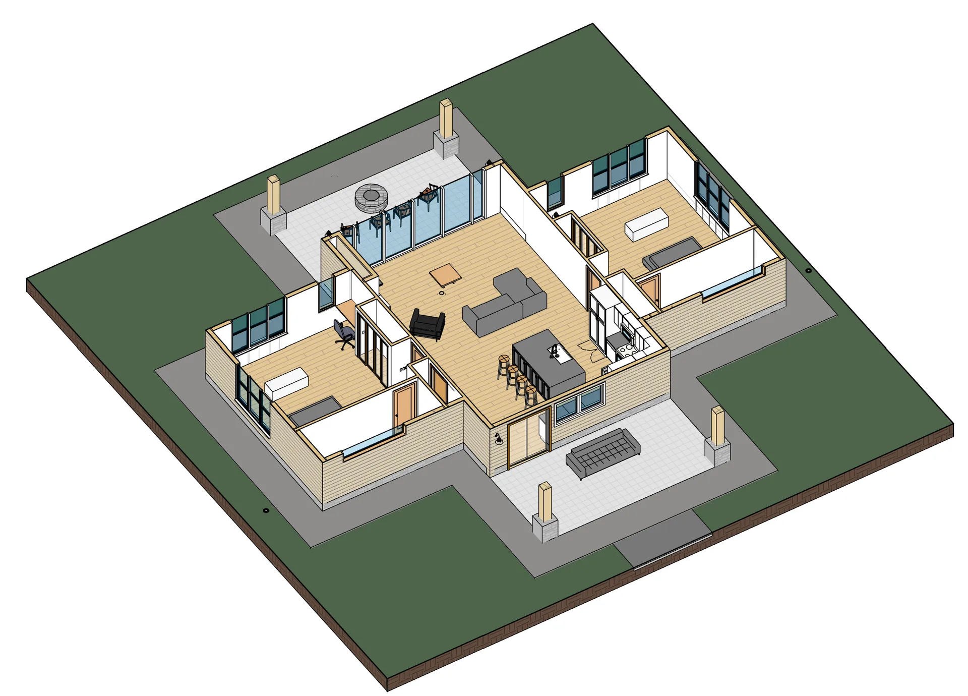 Vault Cabin 3D isometric axonometric floor plan