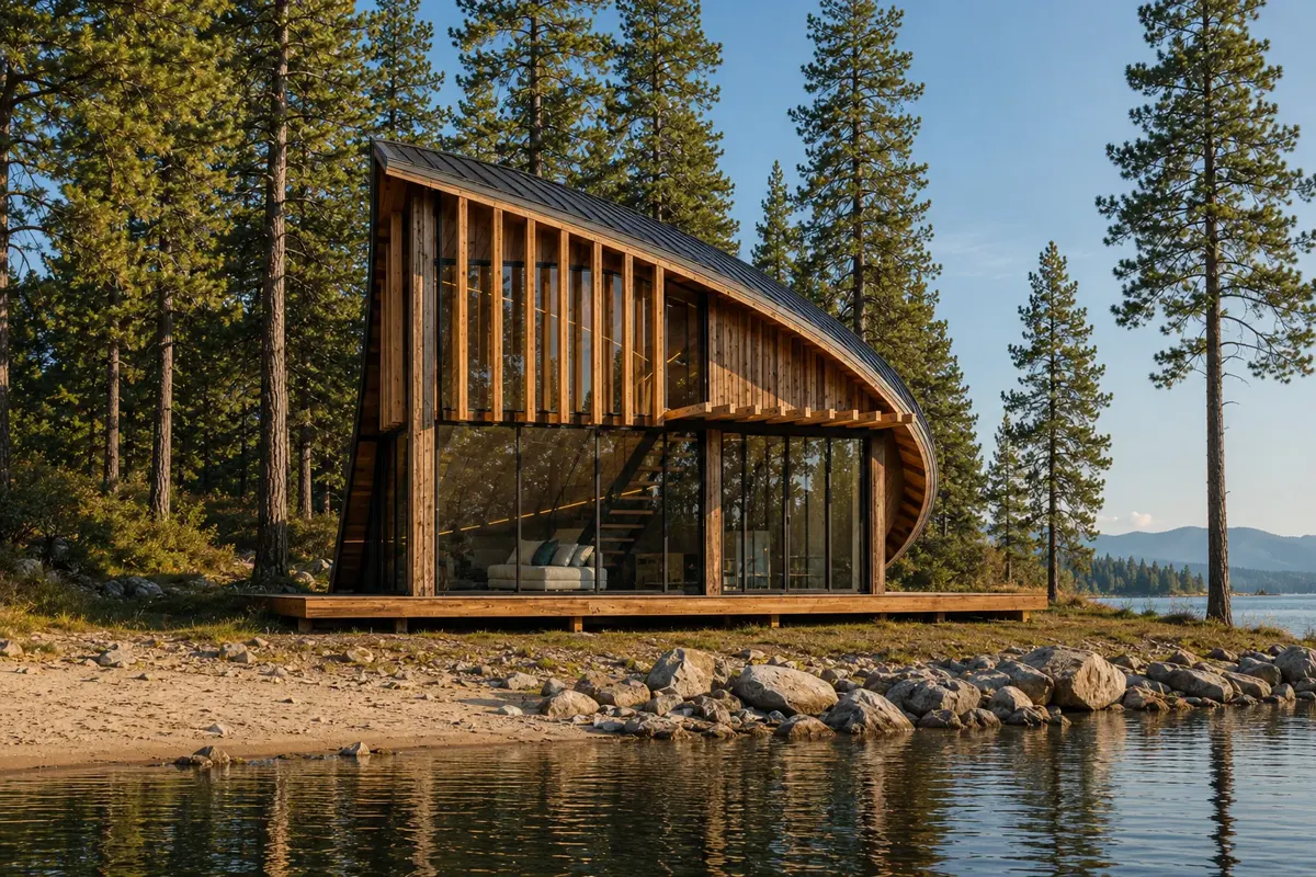 Skylight Cabin front view at the lake