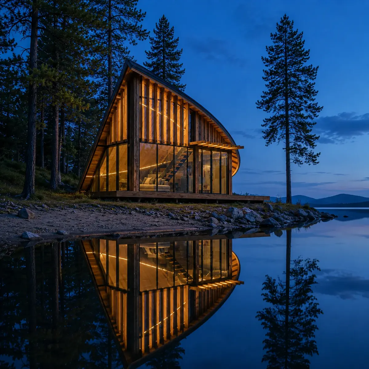 Skylight Cabin at twilight