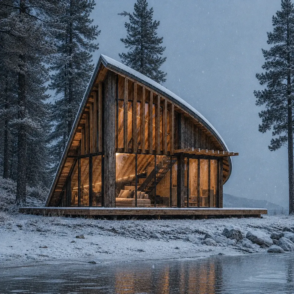 Skylight Cabin in winter snow