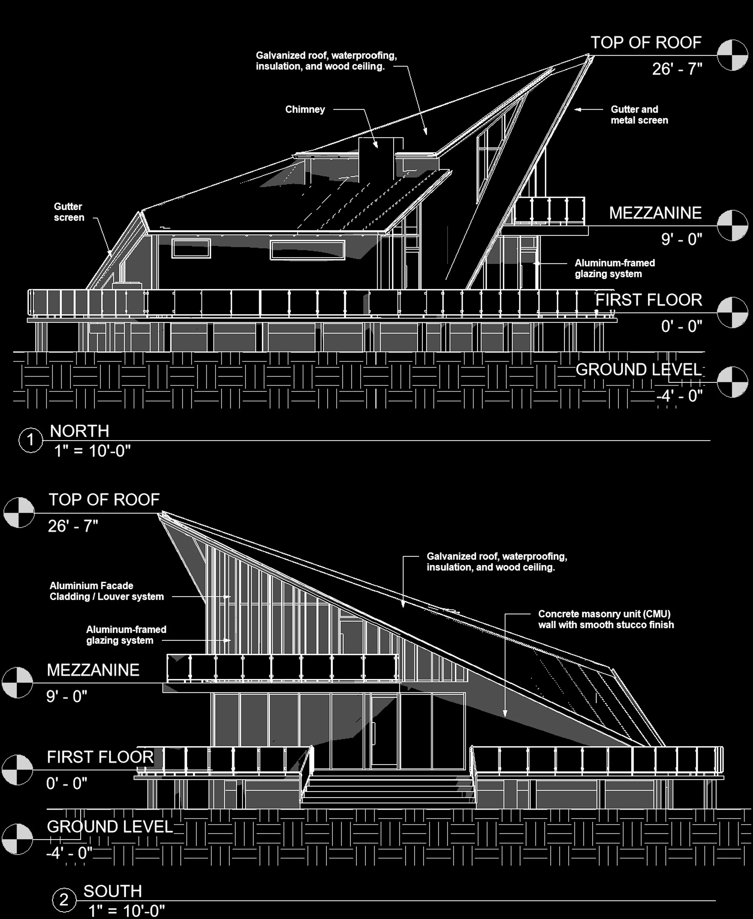 3-Bedroom Skylight Cabin elevation drawings