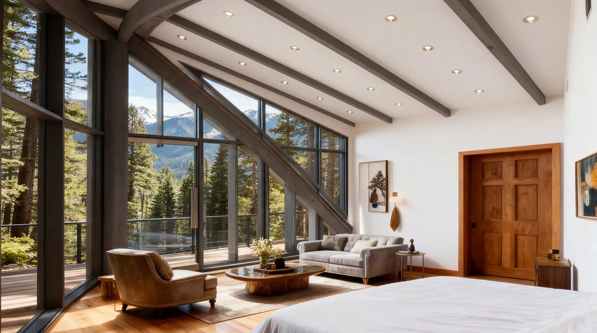 Skylight Cabin 3-Bedroom interior with vaulted ceiling
