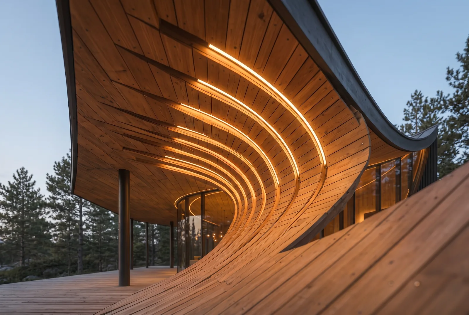 Arc Cabin standing-seam roof detail