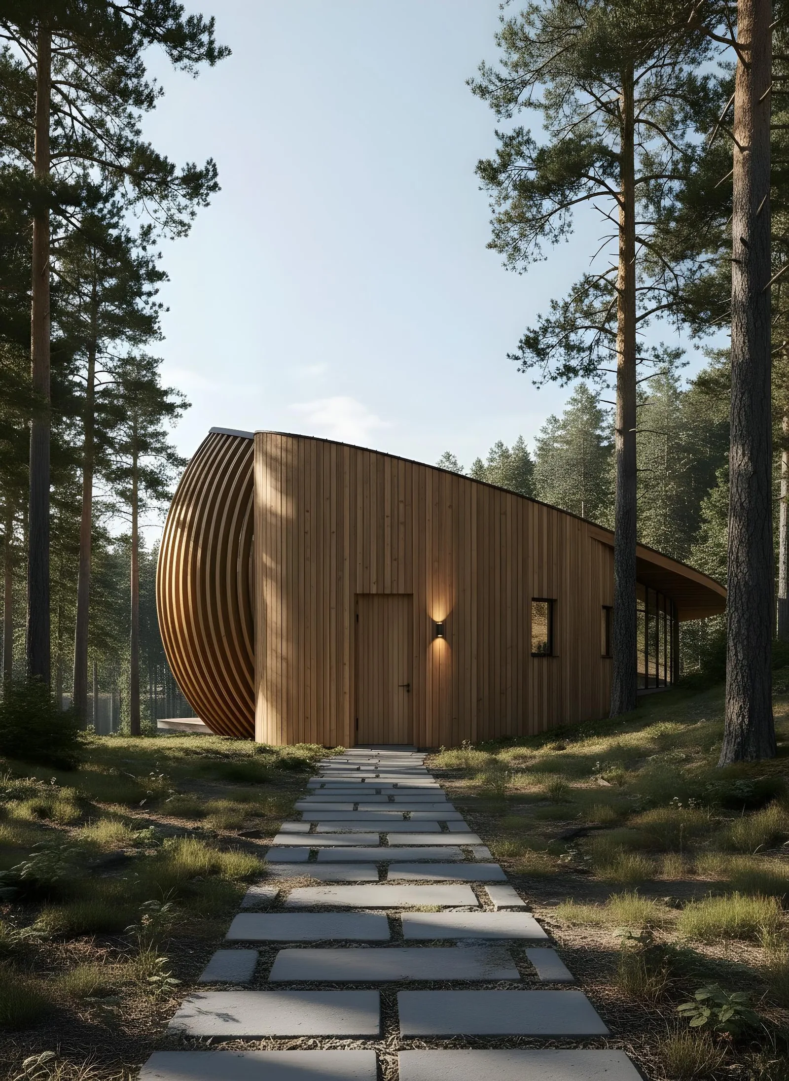 Wave Cabin exterior in the forest