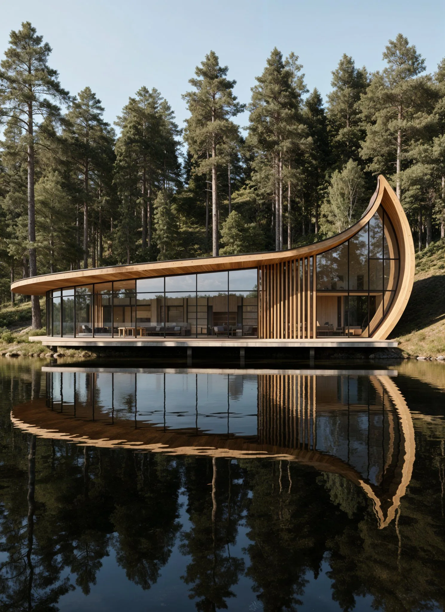 Wave Cabin curved-roof profile