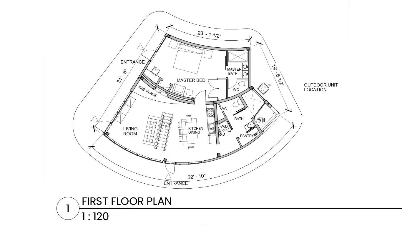 3-Bedroom first floor plan