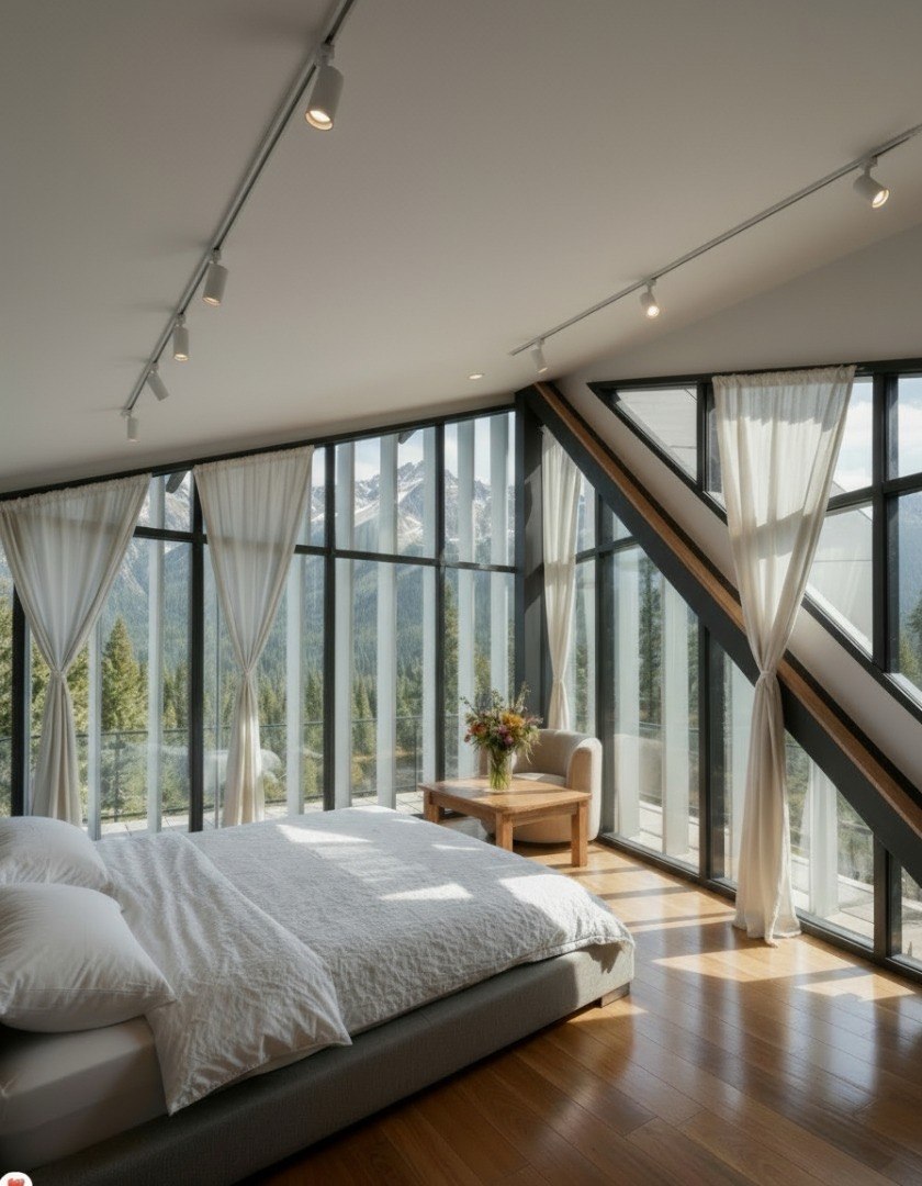 Master bedroom with mountain views